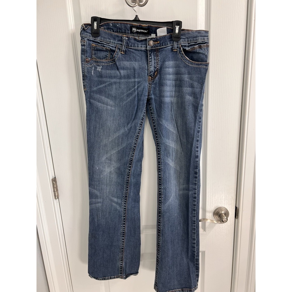 Petrol Caroline Womens Bootcut Jeans W31 L34 Blue Embroidered Cross Embellished